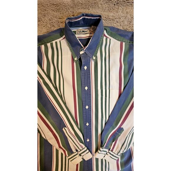 LL Bean Vintage  1980's Button Down Shirt, Striped, Mens Sz S, 100% Cotton, Rare - Picture 3 of 8